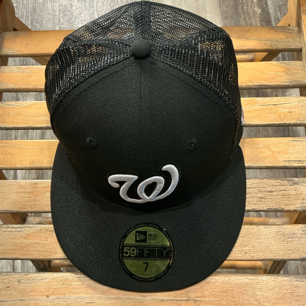 Black Washington Nationals Baseball Cap with White Logo Size 7 - Picture 11 of 11